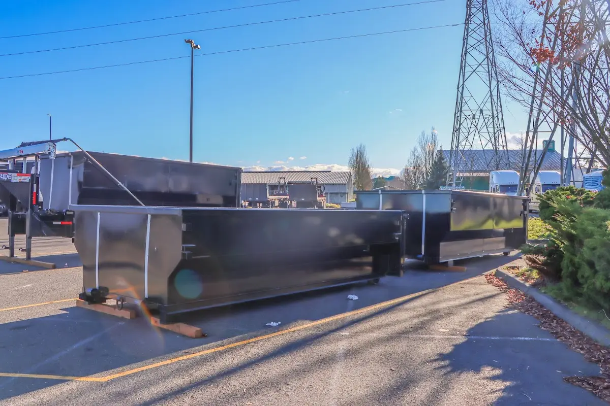 Roll-off dumpster ready for waste disposal at job site for Cleanout Dumpster Rental in Burnt Mills
